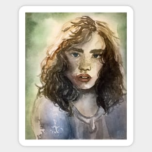 Soft Watercolor girl portrait Sticker